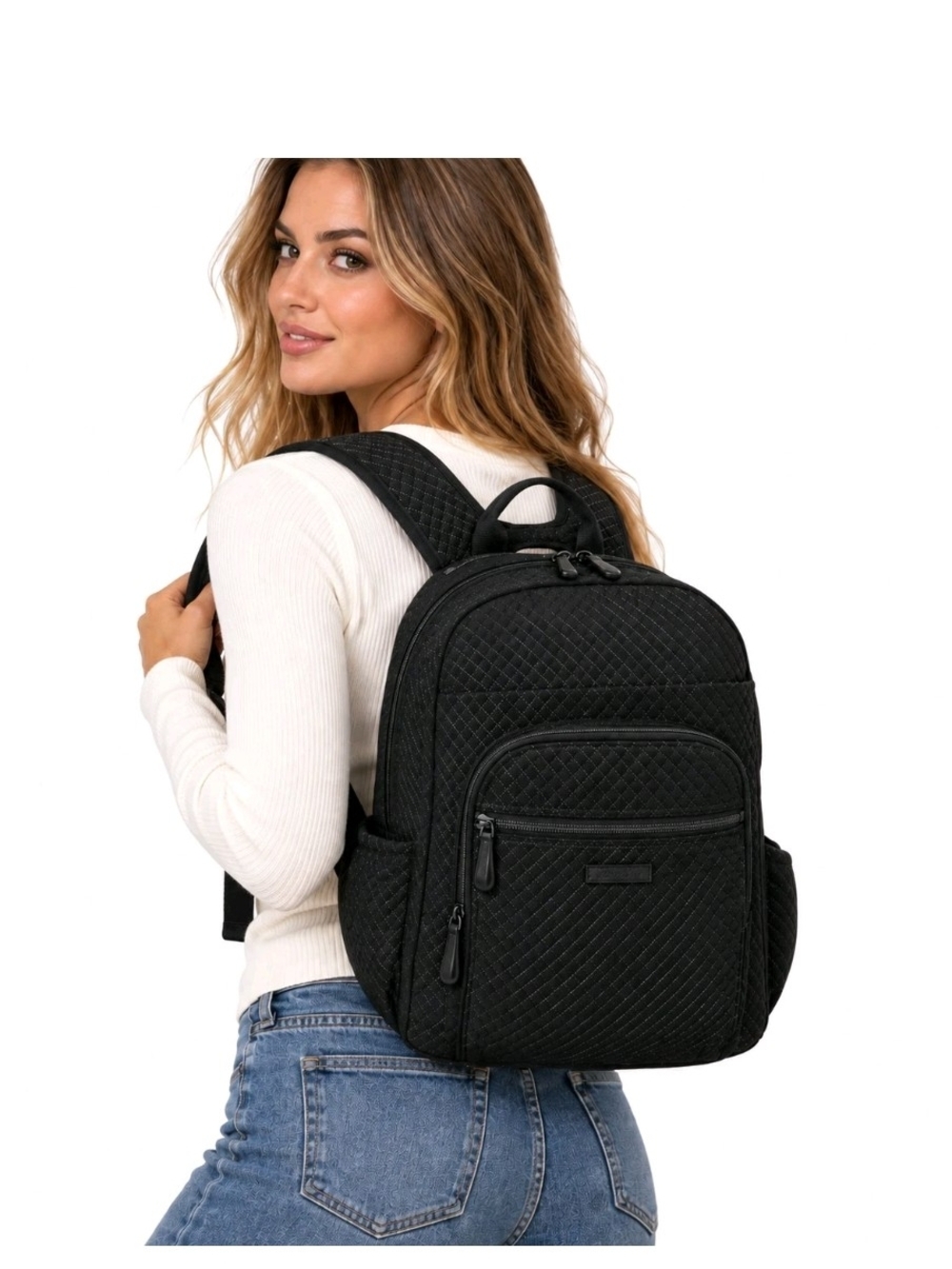 Vera Bradley Women's Microfiber Campus Backpack, Classic Black 2, One Size